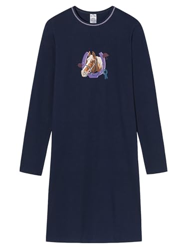 Schiesser Mädchen Langarm Nachthemd, Dunkelblau Pferd, 128 von Schiesser