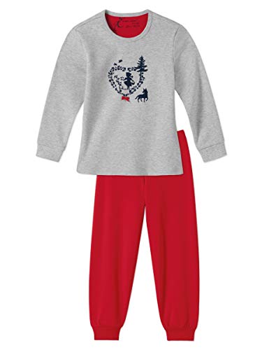 Schiesser Mädchen Langer Kinder Schlafanzug Pyjama Lang - 140950, Größe Kinder:98, Farbe:grau-Melange von Schiesser