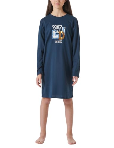 Schiesser Mädchen Nachthemd - 100% Organic Bio Baumwolle - Größe 140 bis 176, blau_181972, 152 von Schiesser