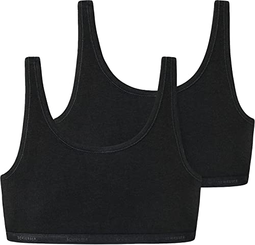 Schiesser Mädchen 2 Pack Unterwäsche - 95/5 Organic Bio Baumwolle Größe 140 Bis 176 Bustier, Schwarz_173529, 176 EU von Schiesser