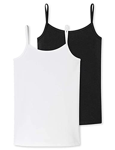 Schiesser Mädchen 2 Pack Unterhemd Mit Spaghetti Träger - 95/5 Organic Bio Baumwolle Größe 140 Bis 176 Unterwäsche, Sortiert 3_173527, 176 EU von Schiesser