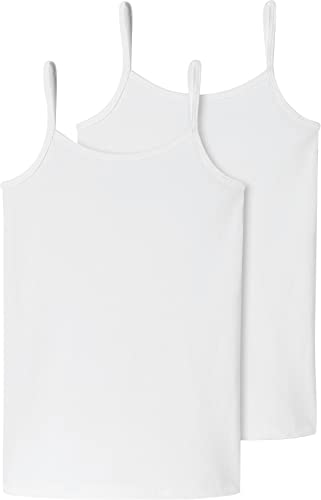 Schiesser Mädchen 2 Pack Unterhemd Mit Spaghetti Träger - 95/5 Organic Bio Baumwolle Größe 140 Bis 176 Unterwäsche, Weiss_173527, 176 EU von Schiesser