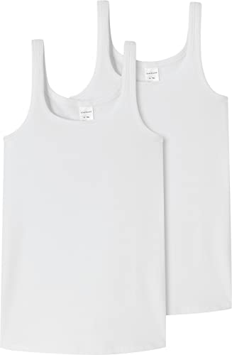 Schiesser Mädchen 2 PACK Unterwäsche Unterhemd Bio Baumwolle Multipack - 95/5 Organic Cotton - Größe 140 bis 176, weiss_173528, 176 von Schiesser