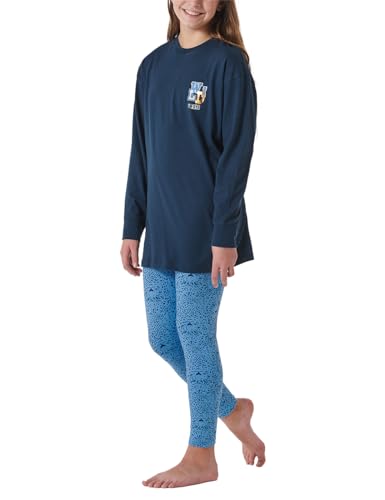 Schiesser Mädchen Schlafanzug Set Pyjama lang - 100% Organic Bio Baumwolle - Größe 140 bis 176, blau_181975, 164 von Schiesser