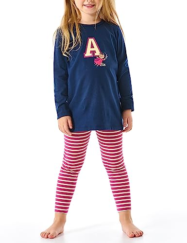 Schiesser Mädchen Schlafanzug Nachthemd mit Leggings Lang-100% Organic Bio Baumwolle-Größe 140 Pyjamaset, Dunkelblau_179961, 92 von Schiesser
