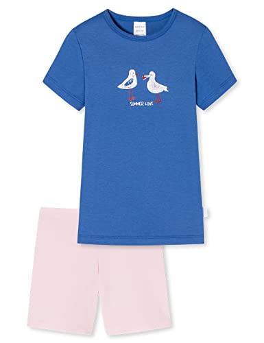 Schiesser Mädchen Schlafanzug Set Pyjama Kurz - 100% Organic Bio Baumwolle - Größe 92 Bis 140 Pyjamaset, Blau Gemustert_178906, 92 von Schiesser