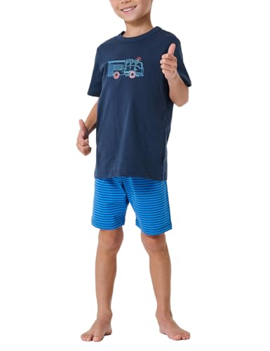 Schiesser Jungen Schlafanzug Kurz - 100% Organic Bio Baumwolle Größe 92 Bis 140 Pyjamaset, Nachtblau_182611, 128 EU von Schiesser