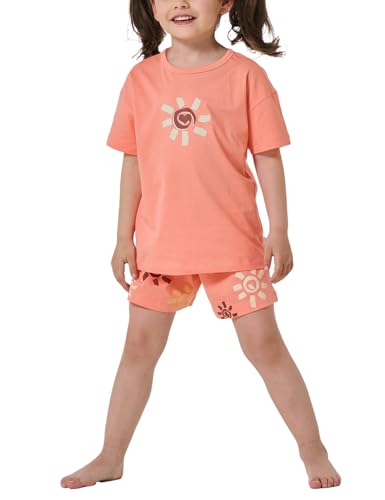 Schiesser Mädchen Schlafanzug Set Pyjama kurz-100% Organic Bio Baumwolle-Größe 92 bis 140 Pyjamaset, apricot_182561, 128 von Schiesser