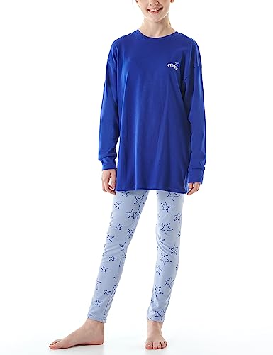 Schiesser Mädchen Schlafanzug Set Pyjama lang - 100% Organic Bio Baumwolle - Größe 140 bis 176, blau_179975, 176 von Schiesser