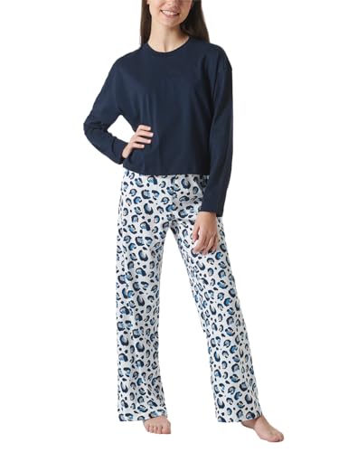 Schiesser Mädchen Schlafanzug Set Pyjama lang - 100% Organic Bio Baumwolle - Größe 140 bis 176, blau_181970, 176 von Schiesser