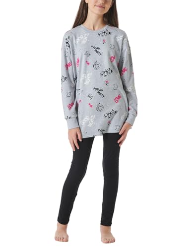 Schiesser Mädchen Schlafanzug Set Pyjama lang - 100% Organic Bio Baumwolle - Größe 140 bis 176, grau-Mel._181977, 152 von Schiesser