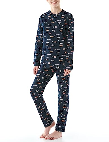 Schiesser Mädchen Schlafanzug Set Pyjama lang-100% Organic Bio Baumwolle-Größe 140 bis 176 Pyjamaset, Nachtblau_179973, 152 von Schiesser