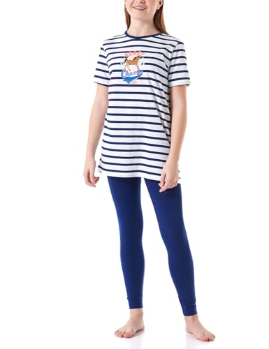 Schiesser Mädchen Schlafanzug Set Pyjama lang-100% Organic Bio Baumwolle-Größe 92 Pyjamaset, Weiss_181044, 140 von Schiesser