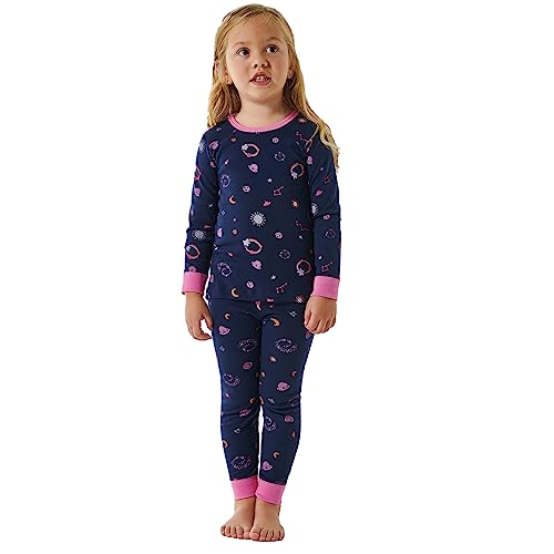 Schiesser Mädchen Schlafanzug Set Pyjama lang-100% Organic Bio Baumwolle-Größe 92 bis 140 Pyjamaset, dunkelblau_179951, 128 von Schiesser