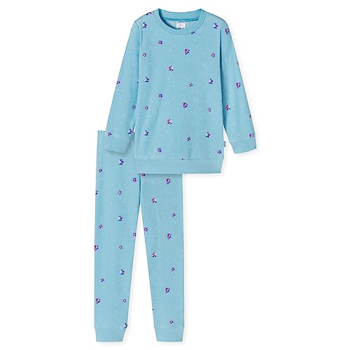 Schiesser Mädchen Schlafanzug Set Pyjama warme Qualitäten Frottee-Fleece-Interlock-Größe 92 bis 140 Pyjamaset, Aqua_179958, 104 von Schiesser