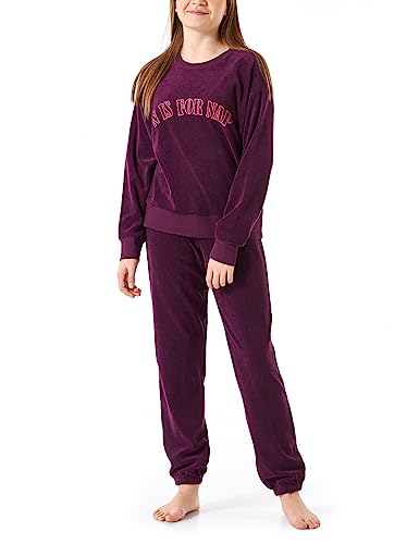 Schiesser Mädchen Schlafanzug Set Pyjama warme Qualitäten Frottee-Fleece-Sweat-Größe 140 bis 176 Pyjamaset, aubergine_179981 von Schiesser