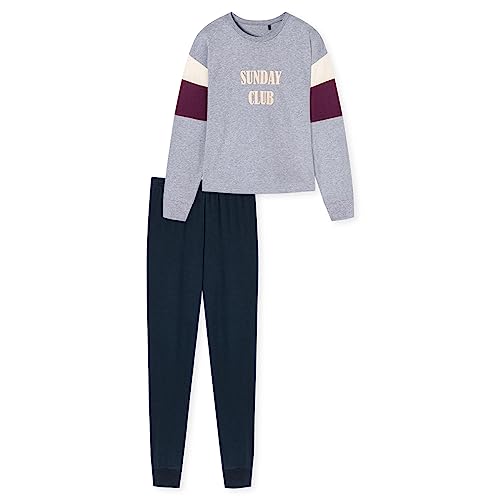 Schiesser Mädchen Schlafanzug Set Pyjama warme Qualitäten Frottee-Fleece-Sweat-Größe 140 bis 176 Pyjamaset, grau-Mel_179980 von Schiesser
