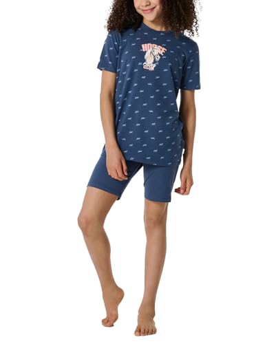 Schiesser Mädchen Schlafanzug kurz-Horse World Pyjamaset, Nachtblau_182646, 152 von Schiesser