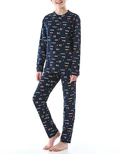 Schiesser Mädchen Schlafanzug Set Pyjama lang-100% Organic Bio Baumwolle-Größe 176 Pyjamaset, Nachtblau_179973, 140 von Schiesser