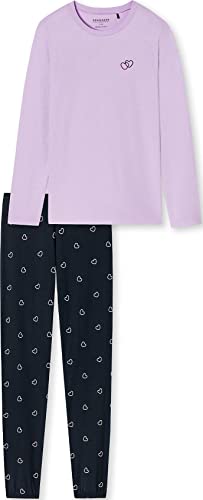 Schiesser Mädchen Schlafanzug lang – Einhorn, Sterne, Dots, Waldmotive und Hexen – Organic Cotton Pyjamaset, Flieder, 176 von Schiesser