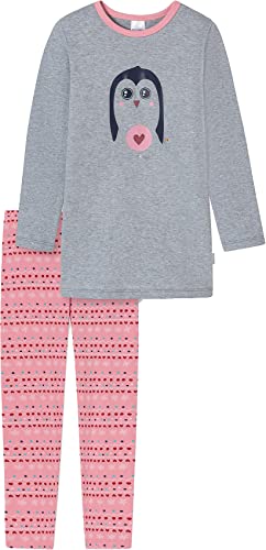 Schiesser Mädchen Schlafanzug lang – Einhorn, Sterne, Dots, Waldmotive und Hexen – Organic Cotton Pyjamaset, Graumelange, 98 von Schiesser