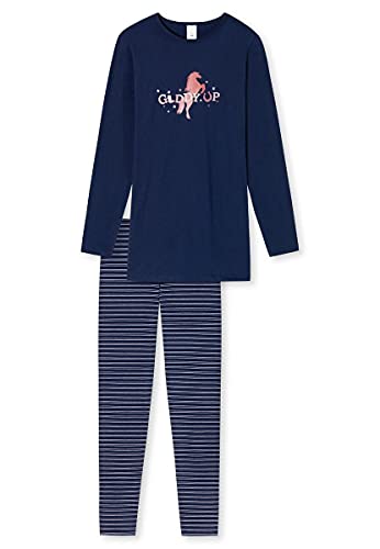 Schiesser Mädchen Schlafanzug lang – Einhorn, Sterne, Dots, Waldmotive und Hexen – Organic Cotton Pyjamaset, Mehrfarbig 3, 116 von Schiesser