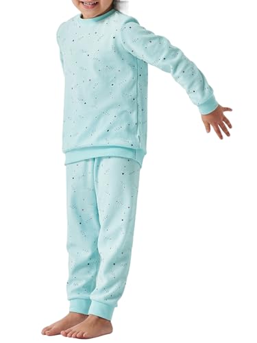 Schiesser Mädchen Schlafanzug lang – Einhorn, Sterne, Dots, Waldmotive und Hexen – Organic Cotton Pyjamaset, Mint I, 104 von Schiesser