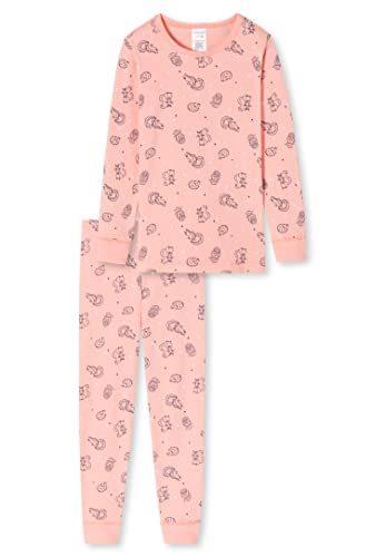 Schiesser Mädchen Schlafanzug lang – Einhorn, Sterne, Dots, Waldmotive und Hexen – Organic Cotton Pyjamaset, Pfirsich, 140 von Schiesser