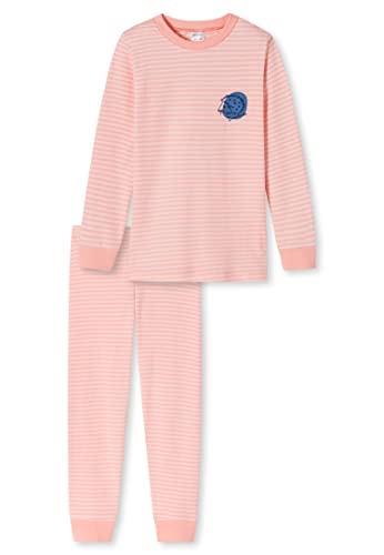 Schiesser Mädchen Schlafanzug lang – Einhorn, Sterne, Dots, Waldmotive und Hexen – Organic Cotton Pyjamaset, Pfirsich (pfirsich), 98 von Schiesser