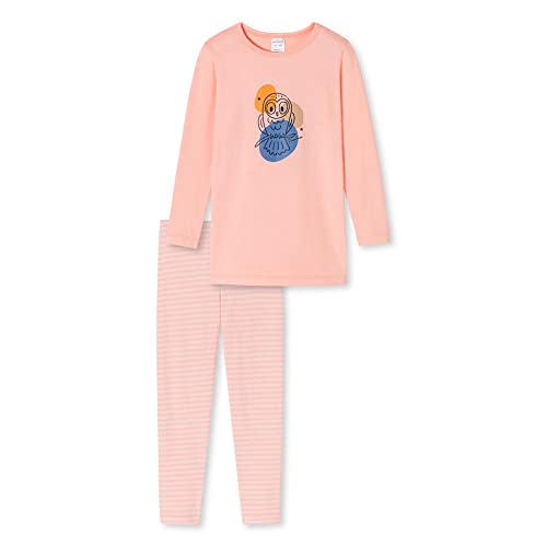 Schiesser Mädchen Schlafanzug lang – Einhorn, Sterne, Dots, Waldmotive und Hexen – Organic Cotton Pyjamaset, Pfirsich II, 104 von Schiesser