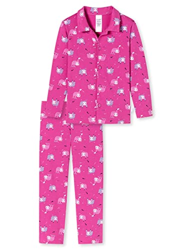 Schiesser Mädchen Schlafanzug lang – Einhorn, Sterne, Dots, Waldmotive und Hexen – Organic Cotton Pyjamaset, Pink I, 104 von Schiesser