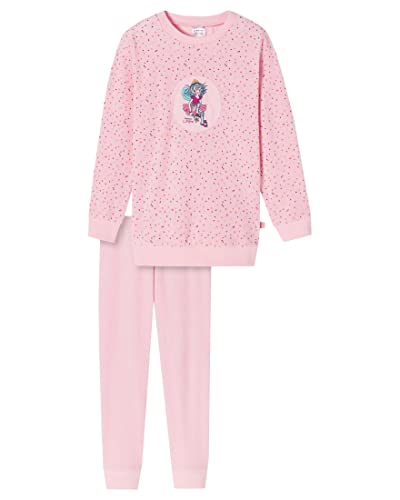 Schiesser Mädchen Schlafanzug lang – Einhorn, Sterne, Dots, Waldmotive und Hexen – Organic Cotton Pyjamaset, Rosa (rosa I), 140 von Schiesser