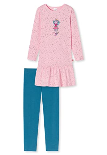 Schiesser Mädchen Schlafanzug lang – Einhorn, Sterne, Dots, Waldmotive und Hexen – Organic Cotton Pyjamaset, Rosa (rosa II), 128 von Schiesser