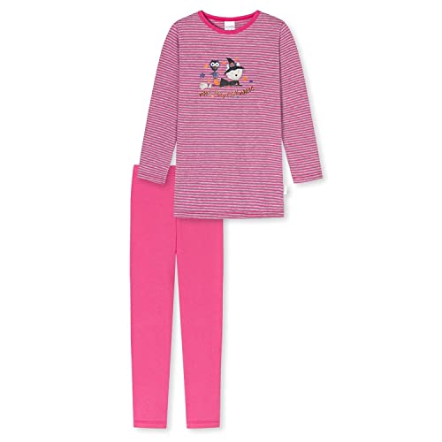Schiesser Mädchen Schlafanzug lang – Einhorn, Sterne, Dots, Waldmotive und Hexen – Organic Cotton Pyjamaset, Stripped Pink, 116 von Schiesser
