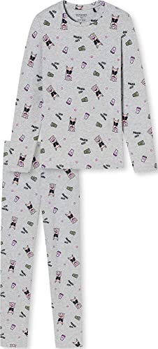 Schiesser Mädchen Schlafanzug lang – Einhorn, Sterne, Dots, Waldmotive und Hexen – Organic Cotton Pyjamaset, grau-Mel. I, 152 von Schiesser