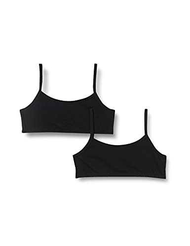 Schiesser Mädchen 2 Pack Unterwäsche Mit Spaghettiträger - 95/5 Organic Cotton Bio Baumwolle Größe 140 Bis 176 Bustier, Schwarz_173525, 152 EU von Schiesser
