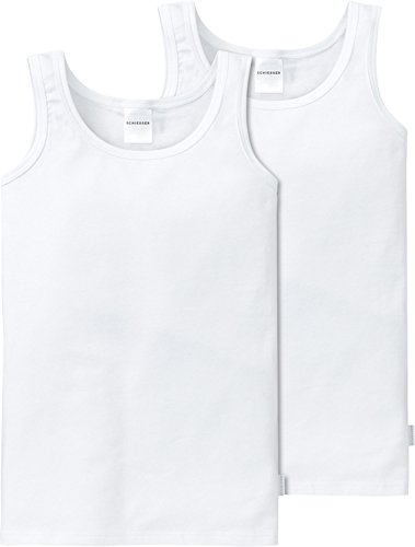 Schiesser Mädchen Unterhemd, 2er Pack, Weiß (Weiss 100), 128 von Schiesser