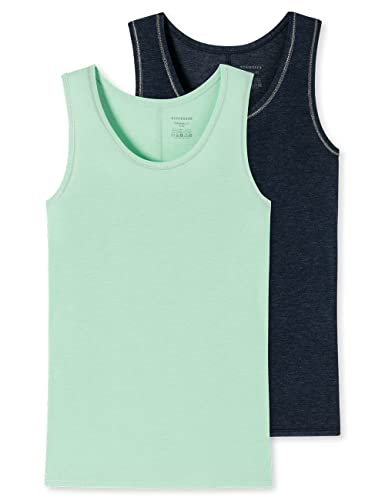 Schiesser Mädchen Unterhemd Tops Unterwäsche, Dunkelblau Mint Uni, 164 von Schiesser