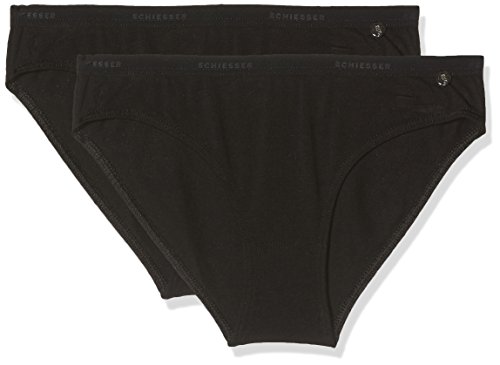 Schiesser Mädchen Multipack 2PACK Slips Unterwäsche, Schwarz (Schwarz 000), XS (2er Pack) von Schiesser