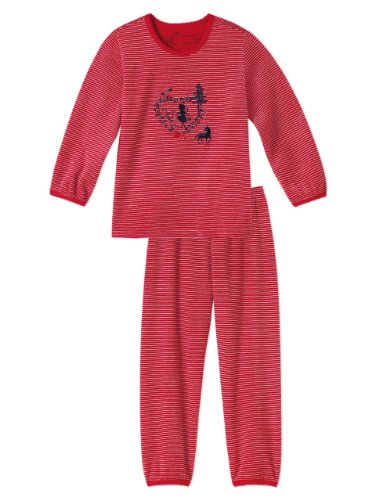 Schiesser Mädchen langer Kinder Schlafanzug Pyjama Lang Nicki - 140949, Größe Kinder:104;Farbe:rot von Schiesser