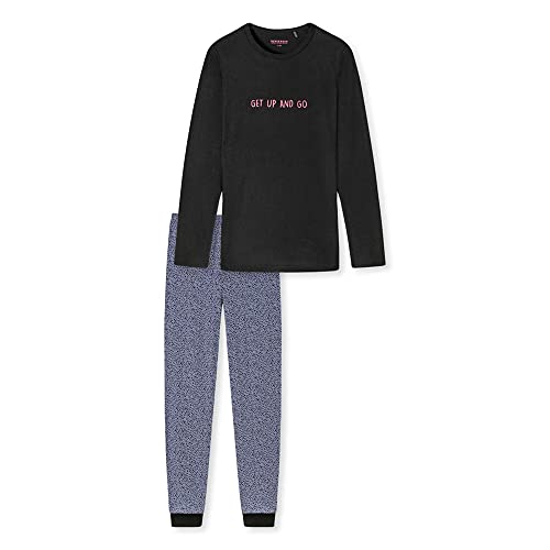 Schiesser Mädchen Schlafanzug Set Pyjama lang - 100% Organic Bio Baumwolle - Größe 140 bis 176, schwarz_173856, 140 von Schiesser