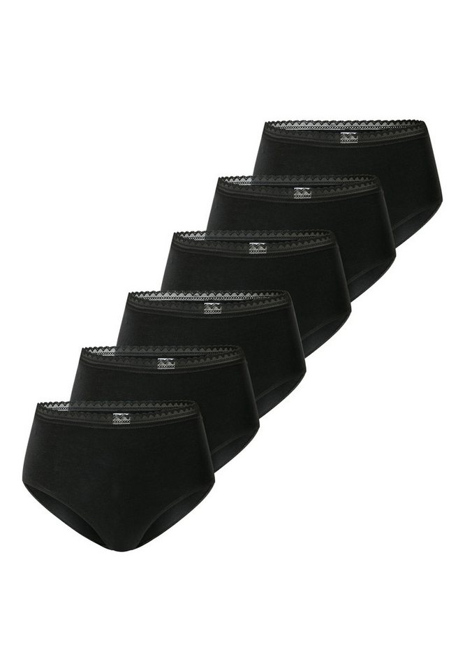 Schiesser Midislip 6er Pack 95/5 Modern Cotton (Spar-Set) Midi Slip - Baumwolle - Atmungsaktiv - Edle Midi Slips mit Spitzenband von Schiesser