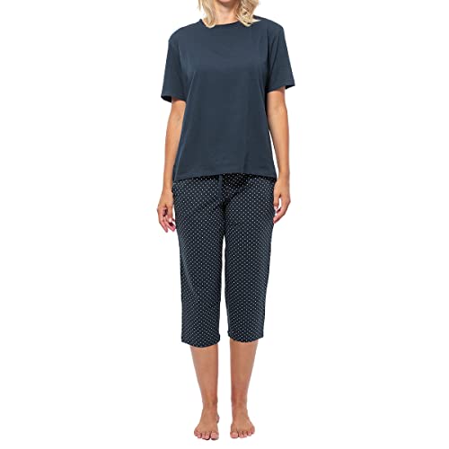 Schiesser - Mix - Organic Cotton - Schlafanzug 3/4-Länge (48 Blau gepunktet/Dunkelblau) von Schiesser