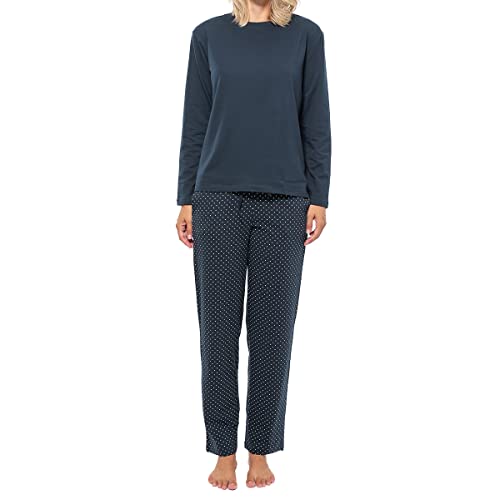 Schiesser - Mix - Organic Cotton - Schlafanzug lang (34 Blau gepunktet/Dunkelblau) von Schiesser