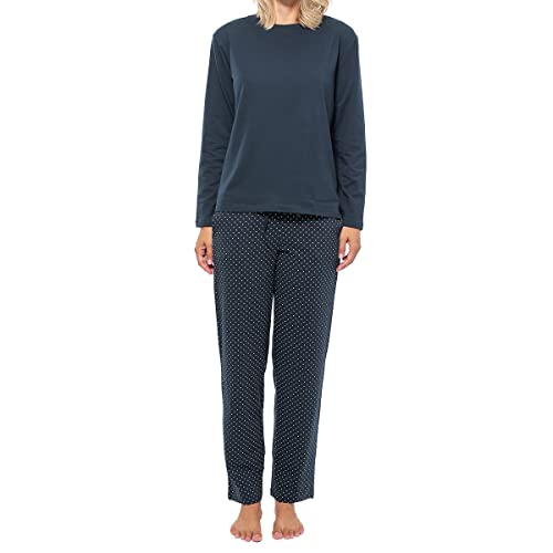 Schiesser - Mix - Organic Cotton - Schlafanzug lang (42 Blau gepunktet/Dunkelblau) von Schiesser