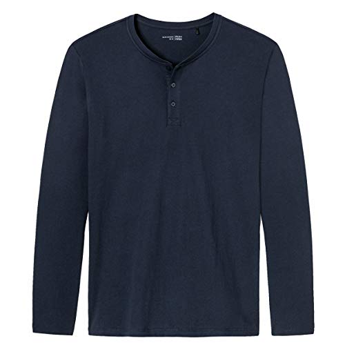 Schiesser - Mix & Relax Basic - Schlafanzug Shirt Langarm mit Knopfleiste - 163837 (50 Dunkelblau) von Schiesser