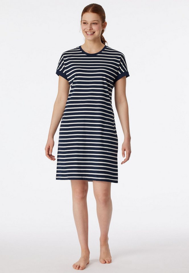 Schiesser Nachthemd Casual Essentials mit garngefärbten Streifen und sportlichen Taschen von Schiesser