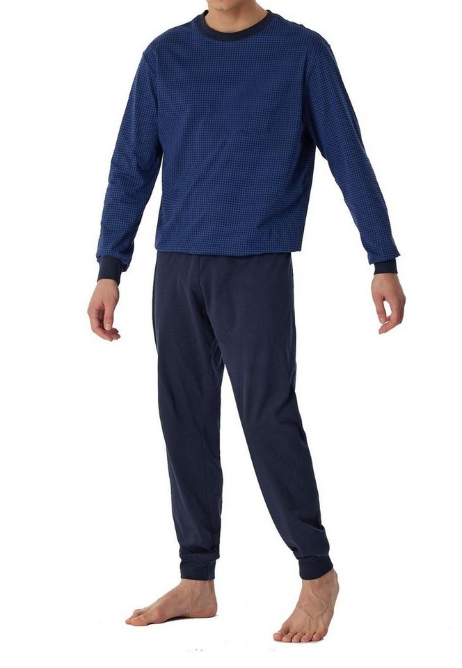 Schiesser Pyjama Comfort Essentials (Set, 2 tlg) lang, Rundhals-Ausschnitt von Schiesser