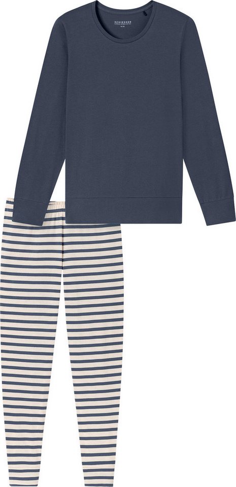 Schiesser Pyjama Damen-Schlafanzug Single-Jersey Streifen: Hose, gestrickter Ringel von Schiesser