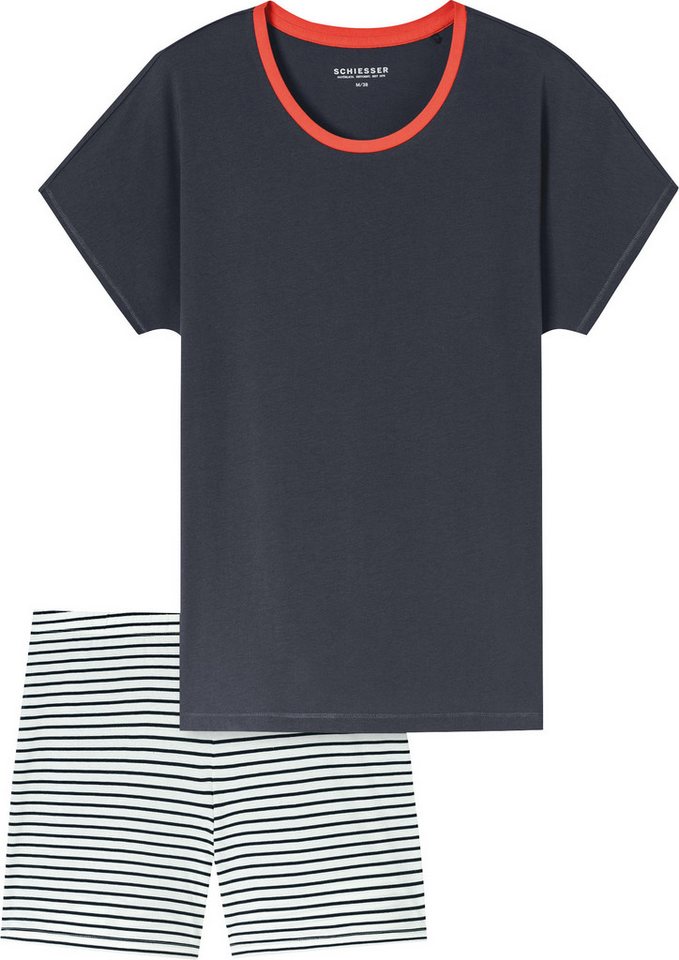 Schiesser Pyjama Damen-Shorty Single-Jersey Streifen: Hose, gestrickter Ringel von Schiesser